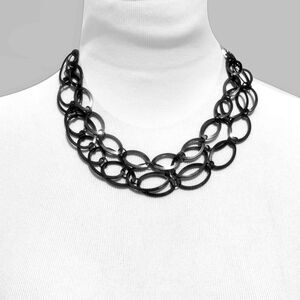 Black Layered Circle Chain Necklace